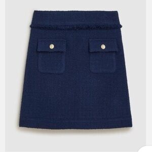 J. Crew Navy Tweed Patch-Pocket Mini Skirt